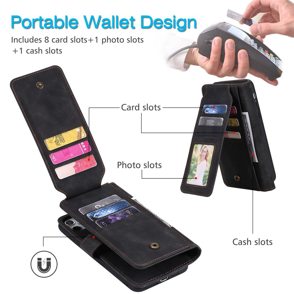 For iPhone 7/8/SE (2020)/SE (2022) Imprinted PU Leather Stand Cover with Multiple Card Slots and Cash Pocket Anti-fall Protection Case