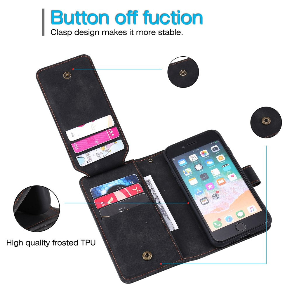 For iPhone 7/8/SE (2020)/SE (2022) Imprinted PU Leather Stand Cover with Multiple Card Slots and Cash Pocket Anti-fall Protection Case