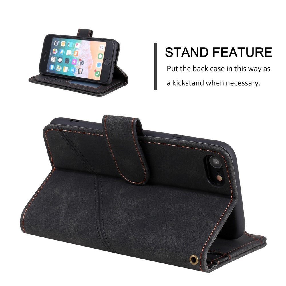 For iPhone 7/8/SE (2020)/SE (2022) Imprinted PU Leather Stand Cover with Multiple Card Slots and Cash Pocket Anti-fall Protection Case