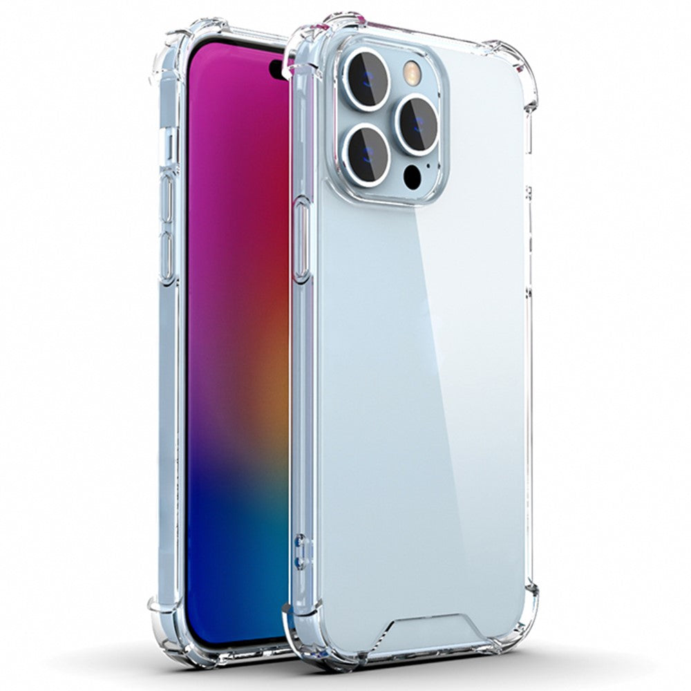 Til iPhone 14 Pro Max 6,7 tommer gennemsigtigt fire-hjørne anti-fald TPU-ramme + akryl bagcover slidstærkt telefonetui
