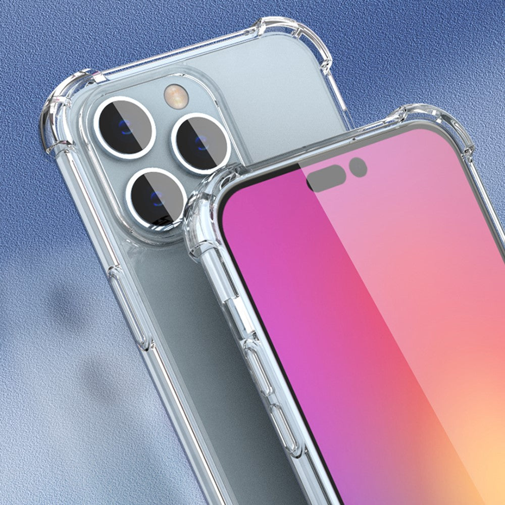 Til iPhone 14 Pro Max 6,7 tommer gennemsigtigt fire-hjørne anti-fald TPU-ramme + akryl bagcover slidstærkt telefonetui