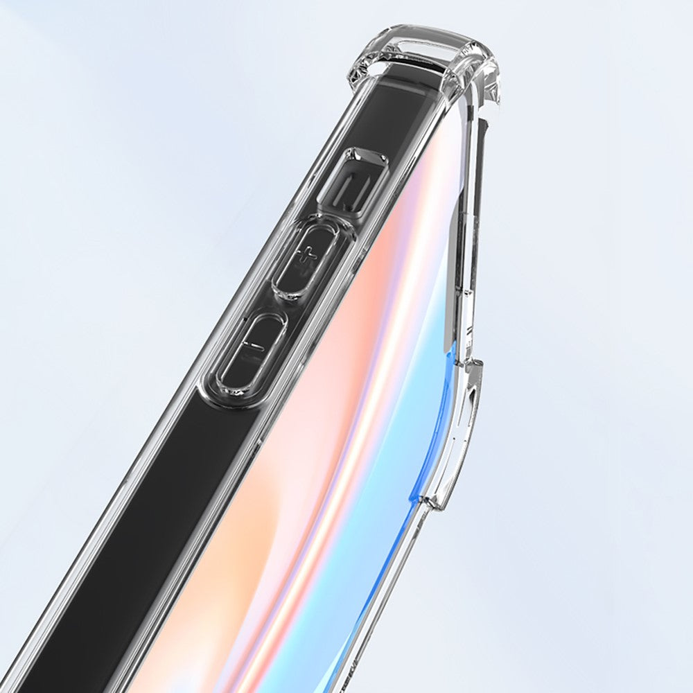 For iPhone 14 6.1 inch Four Corner Drop-proof Transparent Soft TPU Frame Acrylic Back Cover Phone Case