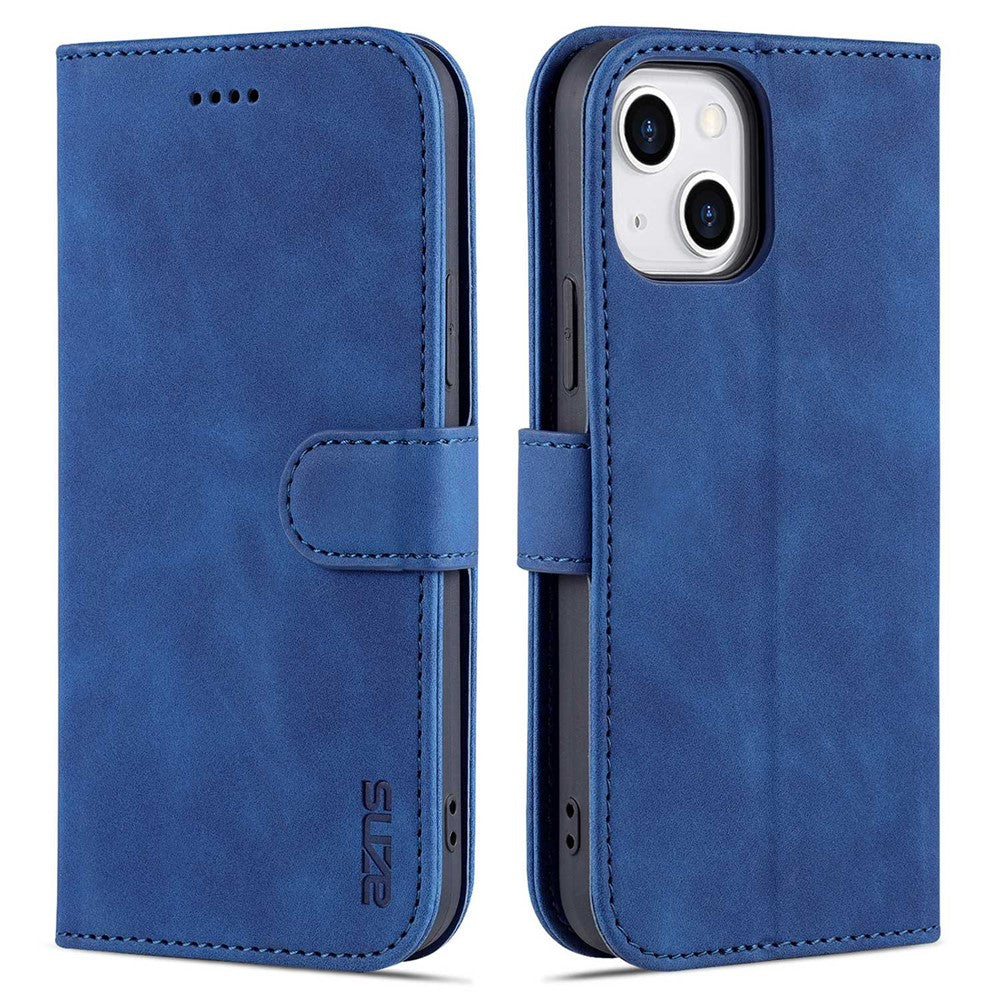 AZNS Anti-fall Phone Case for iPhone 14 6.1 inch, PU Leather TPU Scratch Resistant Wallet Stand Protective Cover