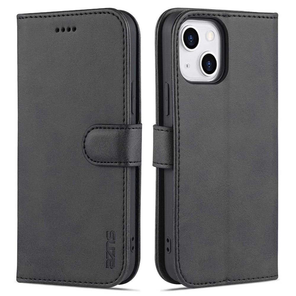 AZNS Anti-fall Phone Case for iPhone 14 6.1 inch, PU Leather TPU Scratch Resistant Wallet Stand Protective Cover