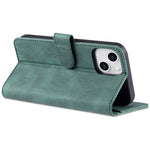 AZNS For iPhone 14 6.1 inch Drop-proof PU Leather Wallet Case Card Holder Magnetic Closure Stand Anti-scratch Phone Cover