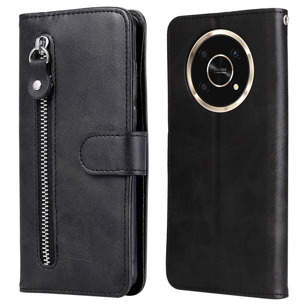 Til Honor X9 4G/5G/X30/Magic4 Lite 5G/4G Yderlomme Med Lynlås PU Læder Pung Cover Ridsefast Mobiltelefon Stativ Beskyttelsescover