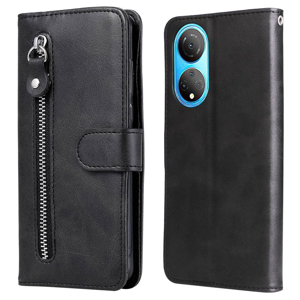 For Honor X7/Play 30 Plus 5G Pung Telefoncover PU Læder Lynlås Lomme Flip Stand Design Magnetisk Lukning Cover