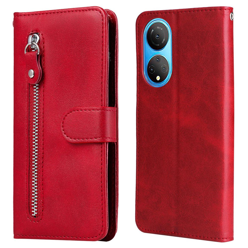 For Honor X7/Play 30 Plus 5G Pung Telefoncover PU Læder Lynlås Lomme Flip Stand Design Magnetisk Lukning Cover