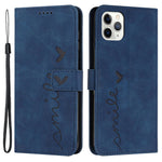 Heart Shape Imprinted Case for iPhone 12 Pro Max 6.7 inch, Skin-touch Feeling PU Leather Stand Wallet Phone Shell with Strap