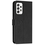 For Samsung Galaxy A73 5G Heart Shape Imprinted Anti-fall Handy Strap Design Case Skin-touch Feeling PU Leather Wallet Stand Flip Phone Shell
