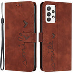 Heart Shape Imprinted Phone Case for Samsung Galaxy A53 5G, Shockproof Anti-fall Magnetic PU Leather Skin-touch Feeling Wallet Stand Shell with Strap