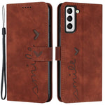 Heart Shape Imprinted Case for Samsung Galaxy S22+ 5G, Dual-sided Magnetic Clasp Skin-touch Feeling PU Leather Wallet Stand Cover with Strap