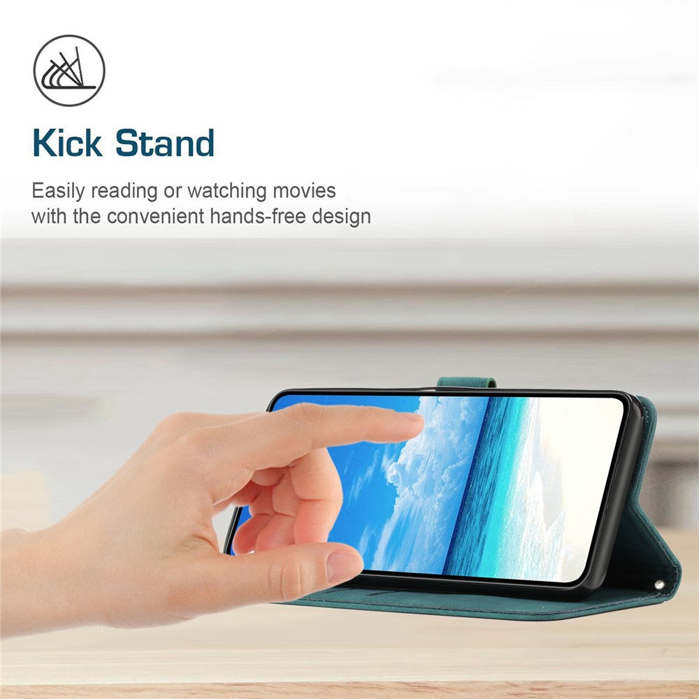For Xiaomi 11 Lite 5G NE/Mi 11 Lite 5G/4G Shockproof Imprinted Phone Cover Skin-touch Feeling Heart Shape Wallet Case Stand with Strap