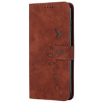 For Xiaomi 11T 5G/11T Pro 5G Drop-proof Heart Shape Imprinted Phone Case PU Leather Skin-touch Feeling Wallet Stand Well Protection Shell with Strap