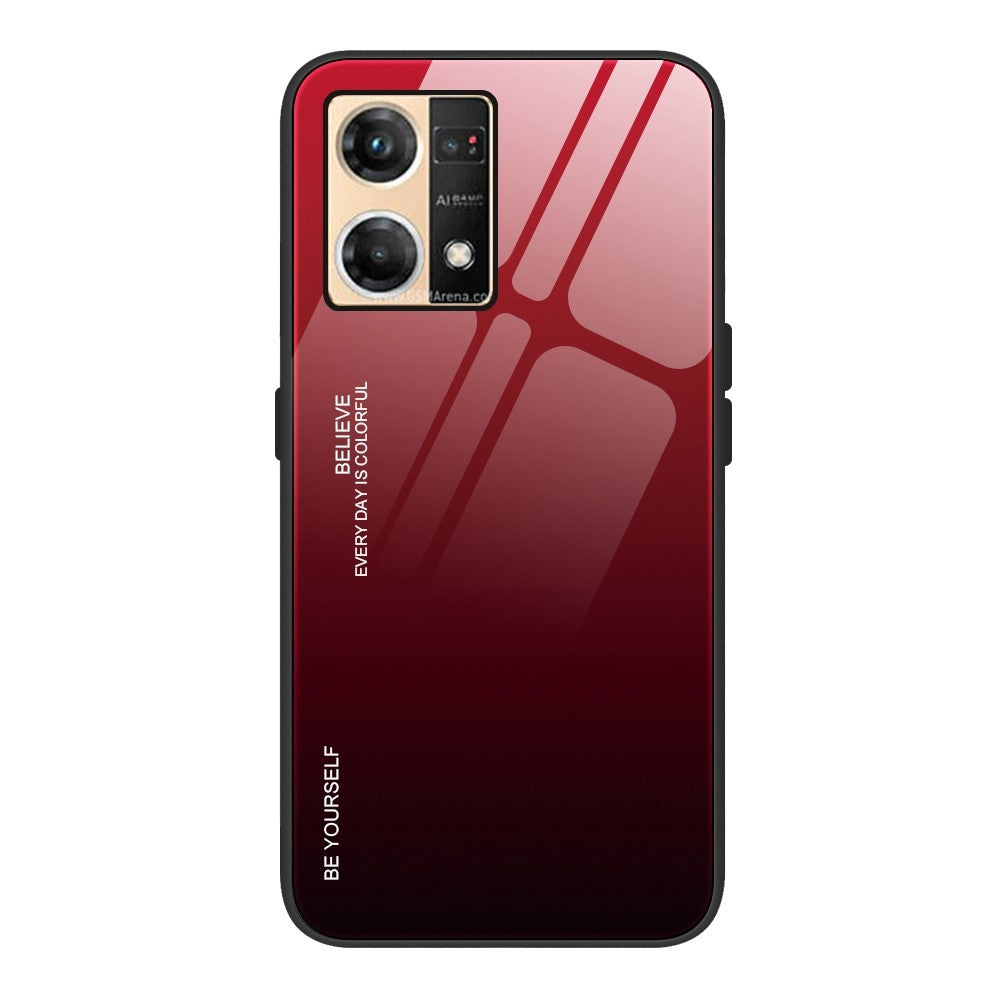 Gradient Color Phone Case for Oppo Reno7 4G, Tempered Glass + PC + TPU Shockproof Cover