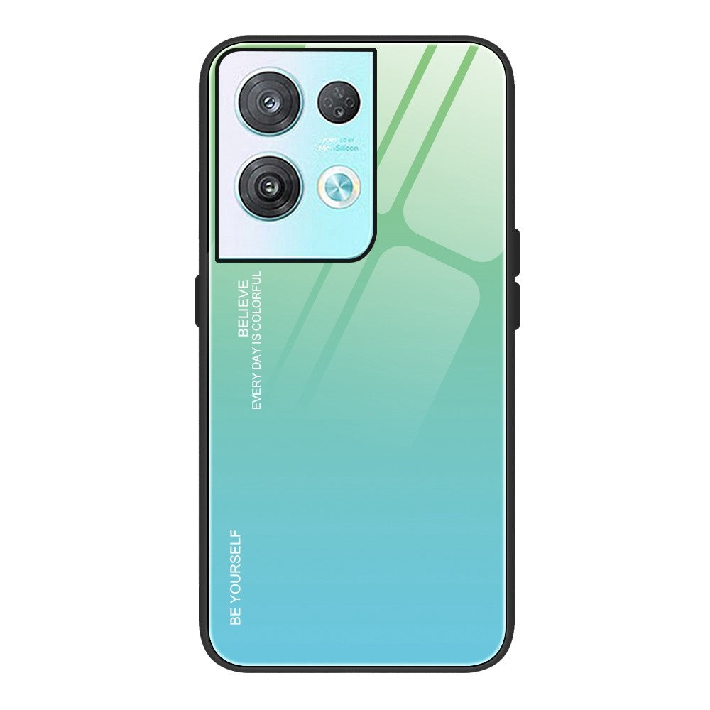 Gradient Color Design Case for Oppo Reno8 Pro 5G (Global Version) / Reno8 Pro+ (China) 5G, Anti-fall Light Slim Tempered Glass + PC + TPU Phone Shell