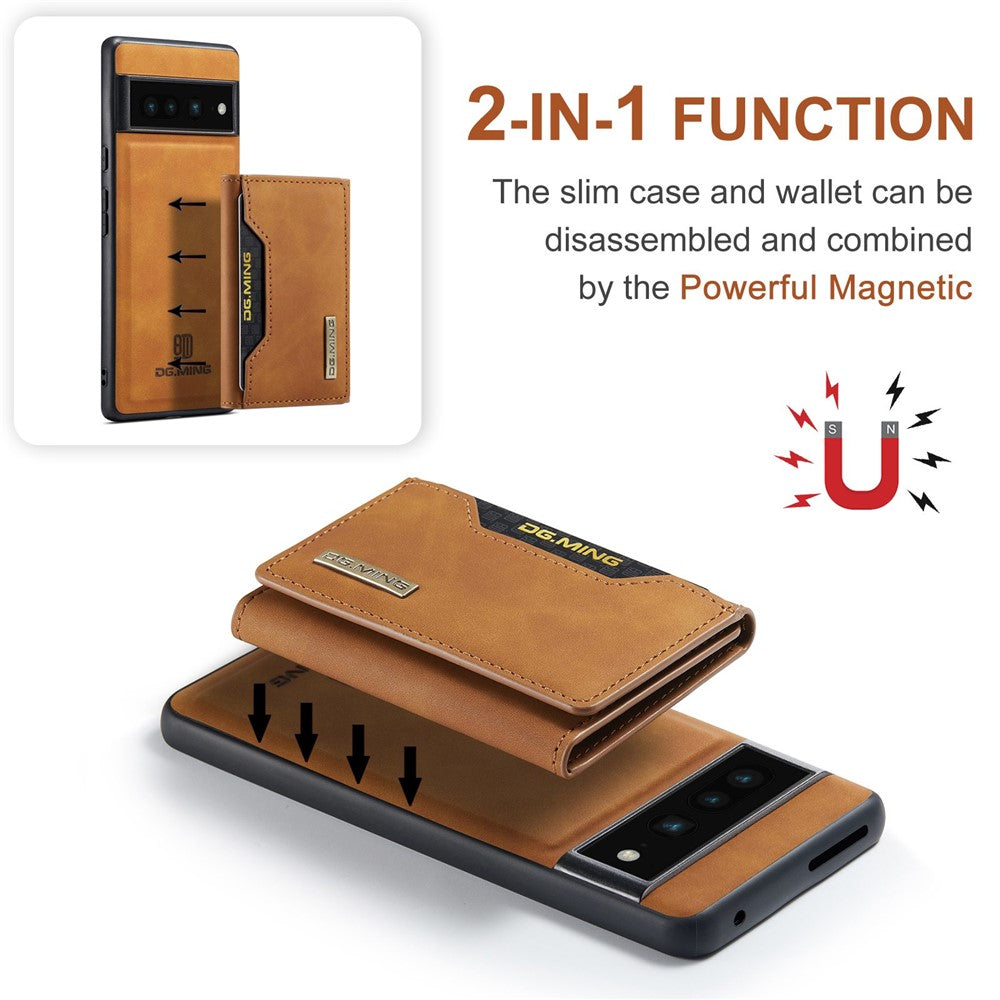 DG.MING M2 Series Magnetic Wallet Phone Case for Google Pixel 7 Pro 5G, Detachable 2-in-1 Kickstand Drop-proof Cover