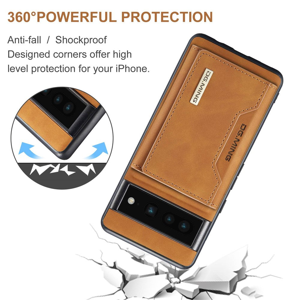 DG.MING M2 Series Magnetic Wallet Phone Case for Google Pixel 7 Pro 5G, Detachable 2-in-1 Kickstand Drop-proof Cover