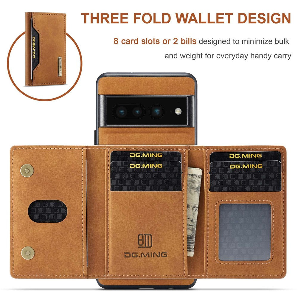 DG.MING M2 Series Magnetic Wallet Phone Case for Google Pixel 7 Pro 5G, Detachable 2-in-1 Kickstand Drop-proof Cover