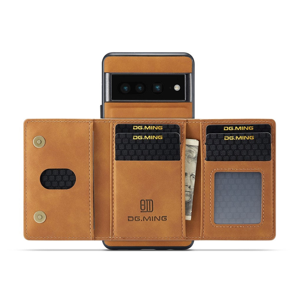 DG.MING M2 Series Magnetic Wallet Phone Case for Google Pixel 7 Pro 5G, Detachable 2-in-1 Kickstand Drop-proof Cover