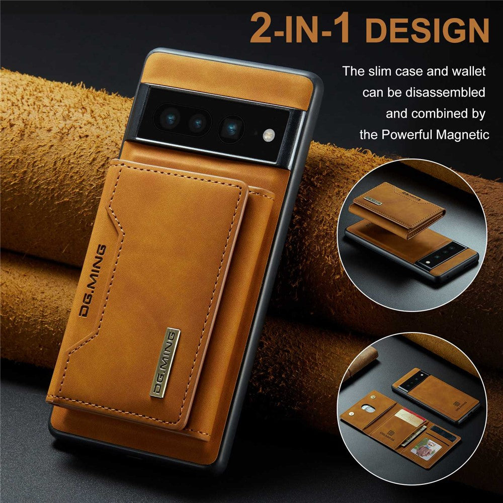 DG.MING M2 Series Magnetic Wallet Phone Case for Google Pixel 7 Pro 5G, Detachable 2-in-1 Kickstand Drop-proof Cover