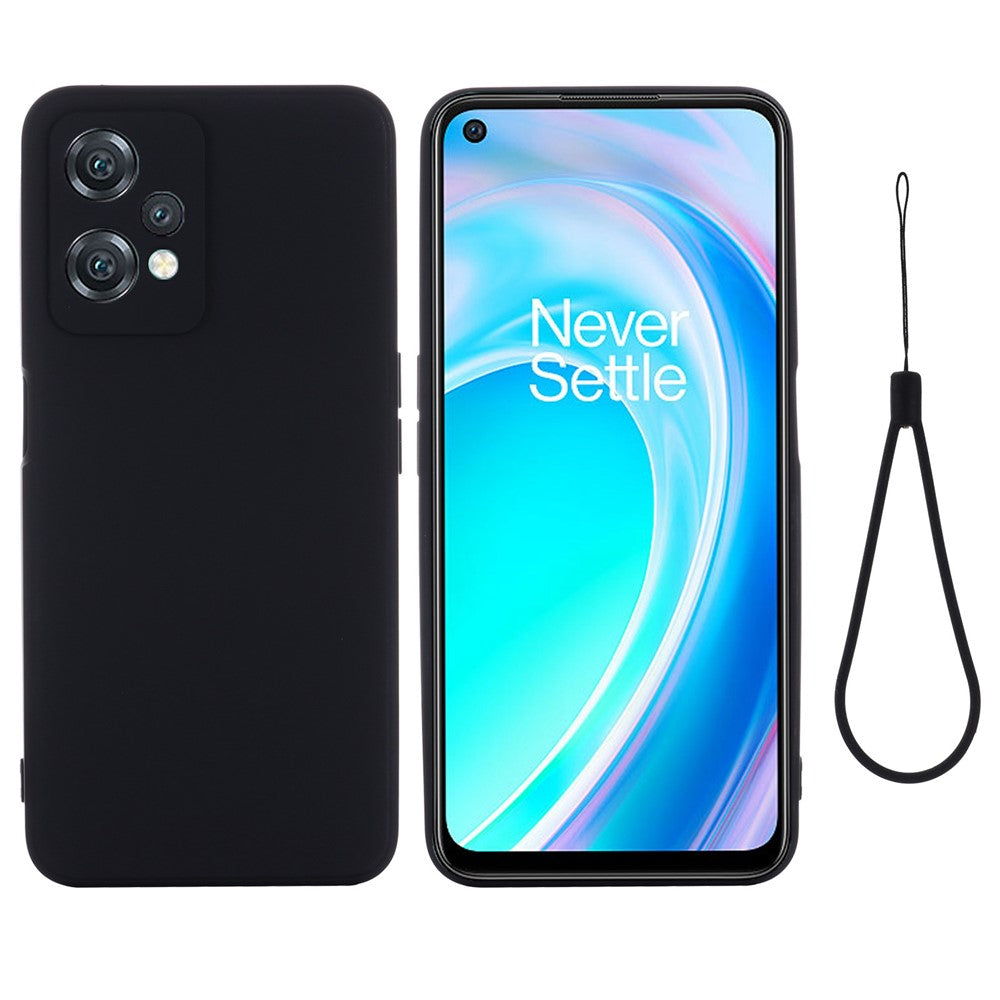 OnePlus Nord CE 2 Lite 5G, fallskyddande mobilskal, ultratunt, reptåligt, mjukt, flytande silikonfodral med rem.