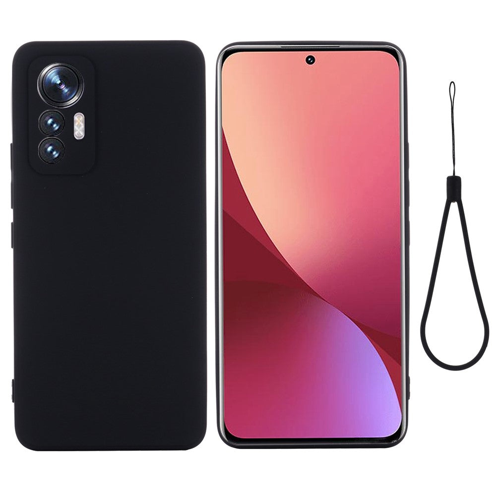For Xiaomi 12 Lite 5G Drop-proof Liquid Silicone Phone Case Soft Anti-Scratch Precise Cutouts Back Cover with Strap