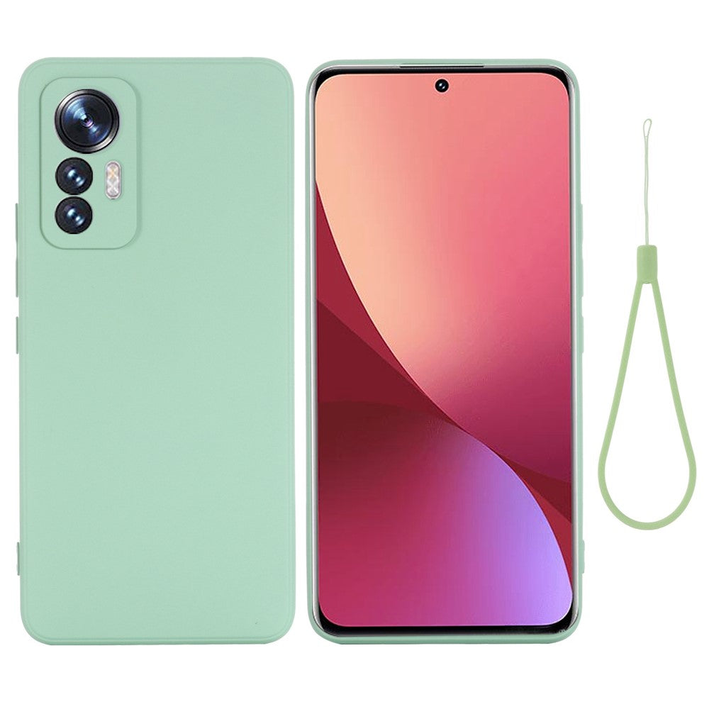 Xiaomi 12 Lite 5G Stoppsäkert Flytande Silikon mobilskal Mjukt Reptåligt Exakta Utskärningar Baksida med Rem