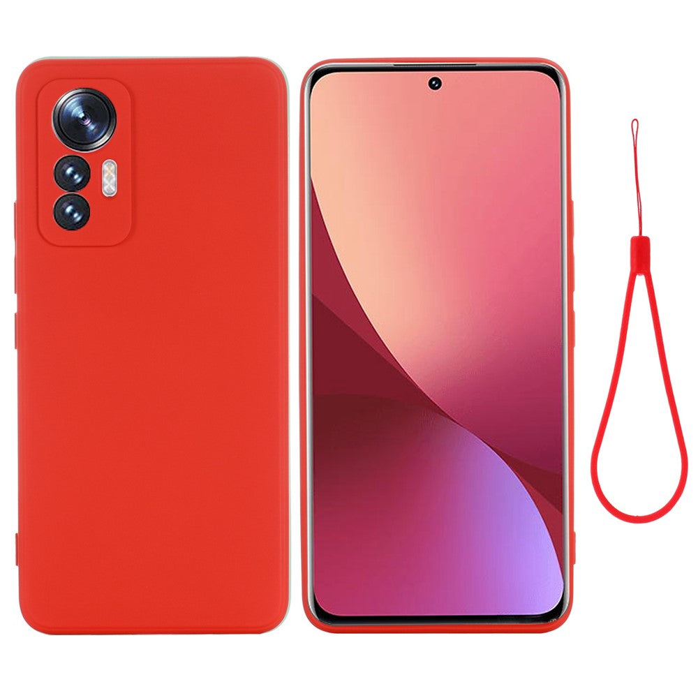 Xiaomi 12 Lite 5G Stoppsäkert Flytande Silikon mobilskal Mjukt Reptåligt Exakta Utskärningar Baksida med Rem