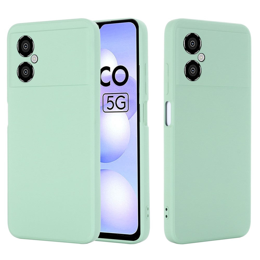 For Xiaomi Poco M4 5G Precise Cutouts Phone Case Anti-drop Slim Soft Liquid Silicone Cellphone Cover with Strap