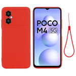 For Xiaomi Poco M4 5G Precise Cutouts Phone Case Anti-drop Slim Soft Liquid Silicone Cellphone Cover with Strap