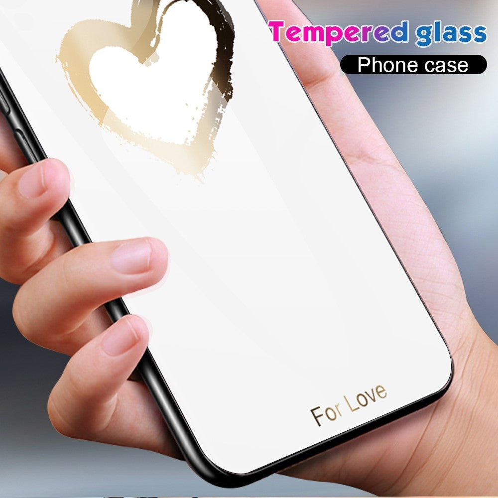 For Oppo Reno8 5G (Global Version) / Oppo Reno8 5G Anti-fingerprint Pattern Printing Phone Case Tempered Glass+PC+TPU Phone Shell