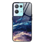 For Oppo Reno8 5G (Global Version) / Oppo Reno8 5G Anti-fingerprint Pattern Printing Phone Case Tempered Glass+PC+TPU Phone Shell