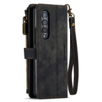 For Samsung Galaxy Z Fold4 5G Phone Cases with Strap CASEME C30 Zipper Multiple Card Holder PU Leather Cover