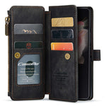 For Samsung Galaxy Z Fold4 5G Phone Cases with Strap CASEME C30 Zipper Multiple Card Holder PU Leather Cover