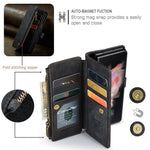 For Samsung Galaxy Z Fold4 5G Phone Cases with Strap CASEME C30 Zipper Multiple Card Holder PU Leather Cover
