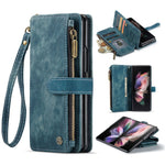 For Samsung Galaxy Z Fold4 5G Phone Cases with Strap CASEME C30 Zipper Multiple Card Holder PU Leather Cover