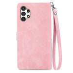 For Samsung Galaxy A13 4G Zipper Wallet Case with Strap Flower Imprint PU Leather Phone Cover