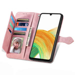 For Samsung Galaxy A13 4G Zipper Wallet Case with Strap Flower Imprint PU Leather Phone Cover