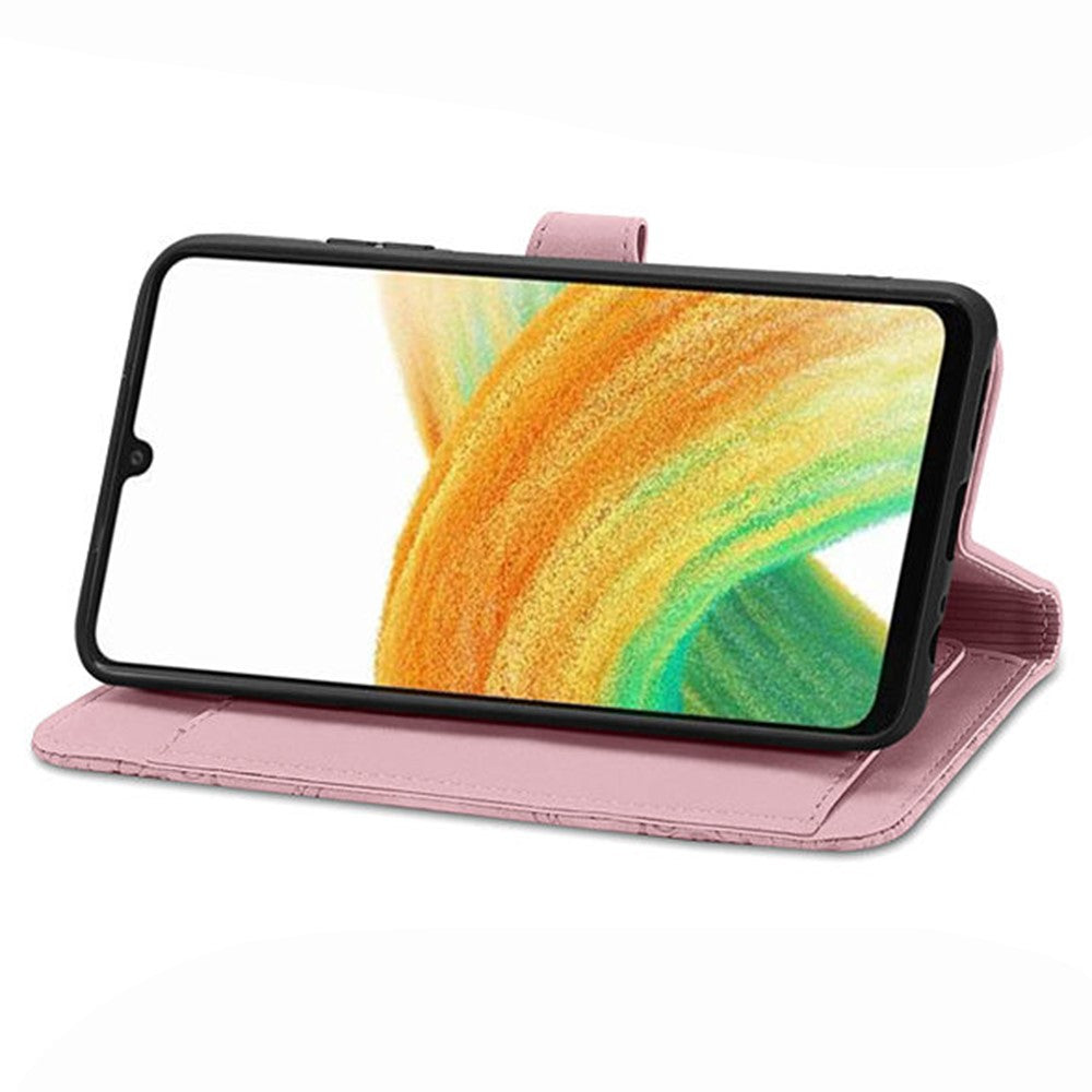 For Samsung Galaxy A13 4G Zipper Wallet Case with Strap Flower Imprint PU Leather Phone Cover