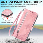For Samsung Galaxy A13 4G Zipper Wallet Case with Strap Flower Imprint PU Leather Phone Cover