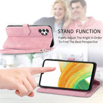 For Samsung Galaxy A13 4G Zipper Wallet Case with Strap Flower Imprint PU Leather Phone Cover