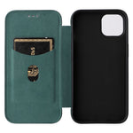 For iPhone 14 6.1 inch Carbon Fiber Texture Mobile Phone Case Magnetic Auto-absorbed PU Leather Stand Card Holder Function Phone Cover