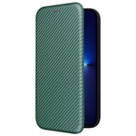 For iPhone 14 6.1 inch Carbon Fiber Texture Mobile Phone Case Magnetic Auto-absorbed PU Leather Stand Card Holder Function Phone Cover