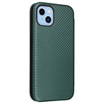 For iPhone 14 6.1 inch Carbon Fiber Texture Mobile Phone Case Magnetic Auto-absorbed PU Leather Stand Card Holder Function Phone Cover