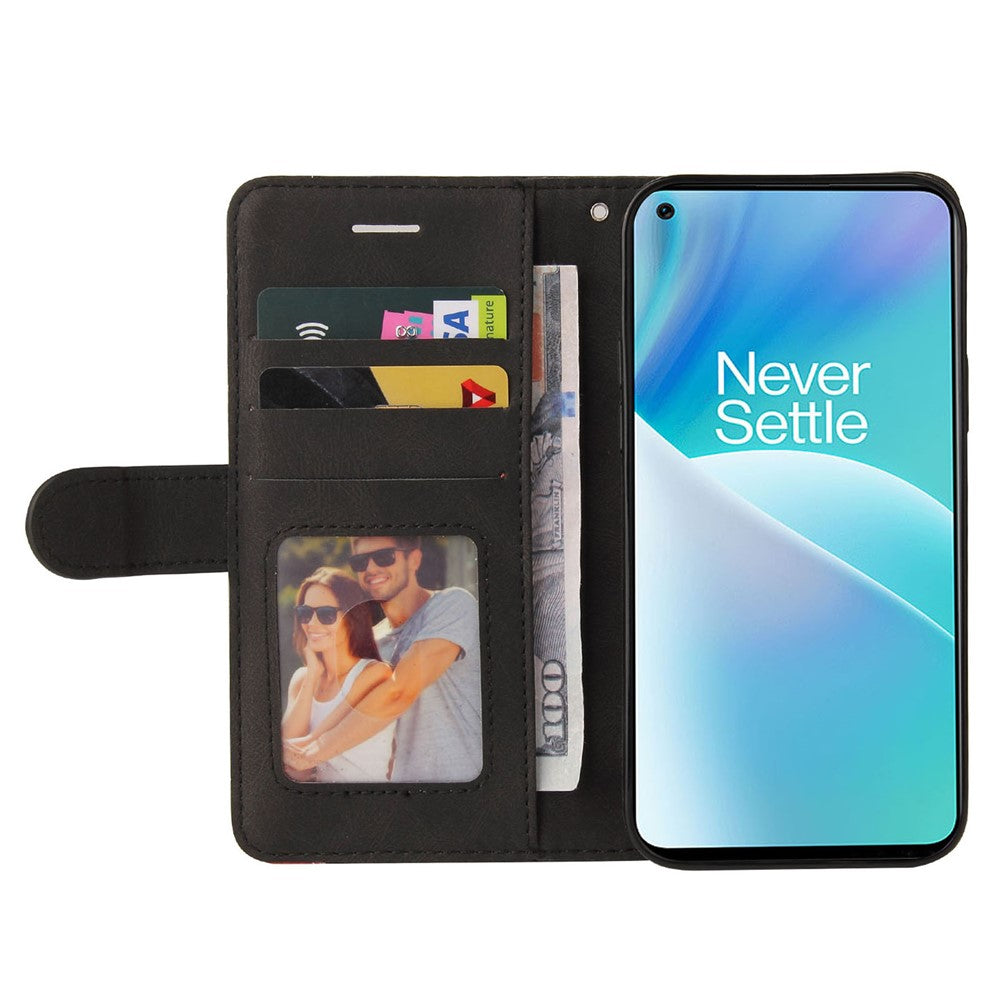 For OnePlus Nord 2T 5G Leather Case Wallet Stand Color Splicing Phone Cover