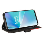 For OnePlus Nord 2T 5G Leather Case Wallet Stand Color Splicing Phone Cover