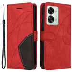 For OnePlus Nord 2T 5G Leather Case Wallet Stand Color Splicing Phone Cover
