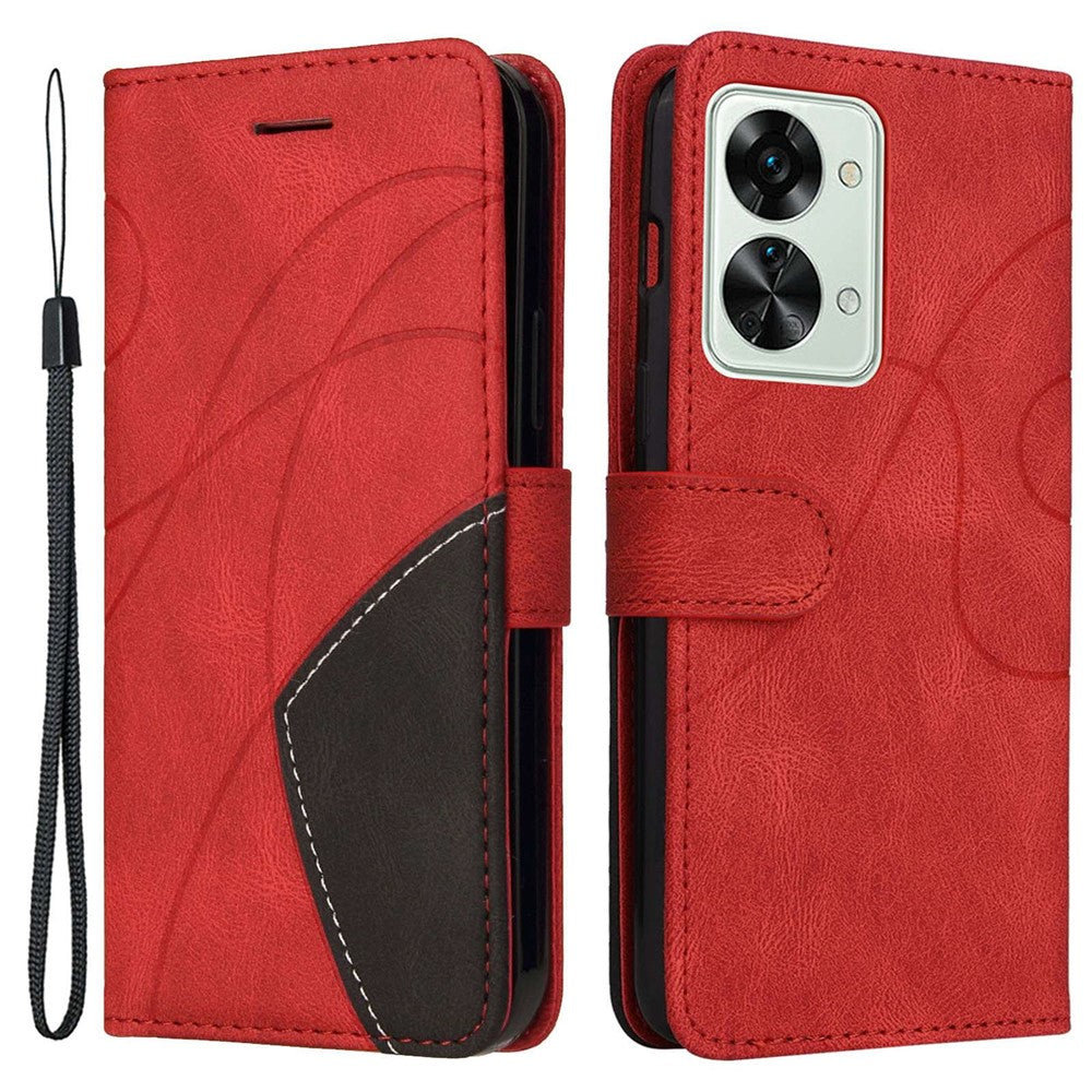 For OnePlus Nord 2T 5G Leather Case Wallet Stand Color Splicing Phone Cover