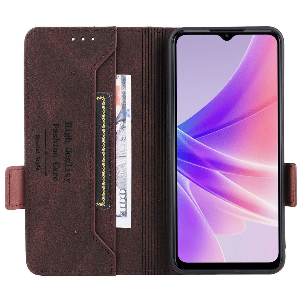Oppo A57 (2022) 5G / A77 5G / OnePlus Nord N300 5G / Realme V23 5G hårdvarudesign PU-läder plånboksfodral i bokformat mobilfodral